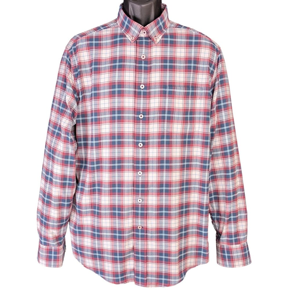 Genteal Performance Shirt Men’s LG Red Plaid Long Sleeve Button Down
